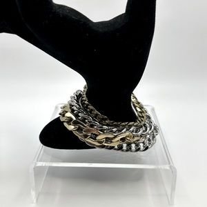 Jenny Bird Austin Cuff Multi Strand Mixed Metal Bracelet Stack polish/antique